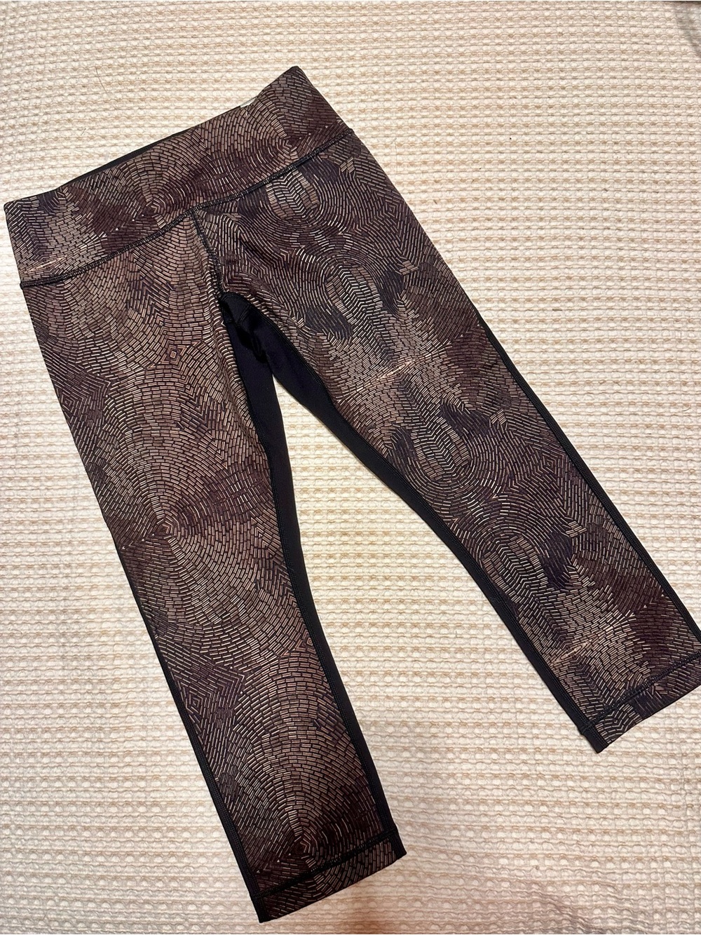 lululemon athletica Black and Brown Patterned Capri Leggings